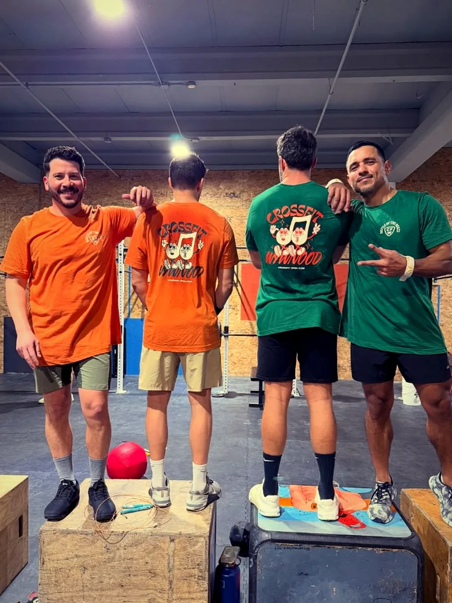 Members in CrossFit Wynwood shirts together at the Little River gym — you, made in Little River